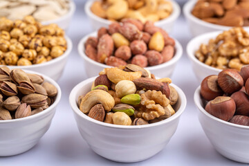 Mixed nuts on a white background