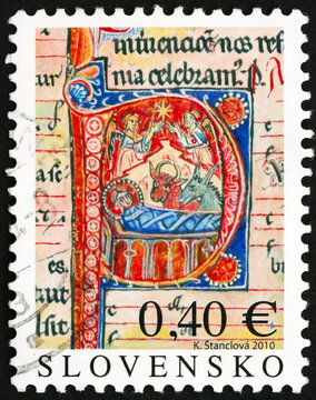 Postage stamp Slovakia 2010 Initial with the Birth of Christ
