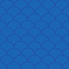 Fototapeta na wymiar Geometric Squama Waves Outline - Seamless Vector Square Pattern