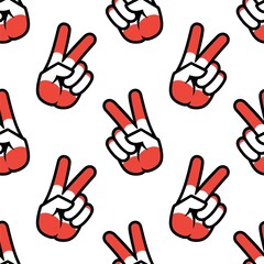 Austria flag in the form of a peace sign. Seamless background. Gesture V victory sign, patriotic sign, icon for apps, websites, T-shirts, souvenirs, etc., isolated on white background