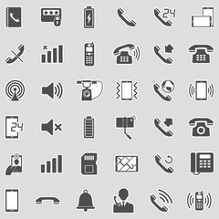 Phone Icons. Sticker Design. Vector Illustration.