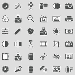 Photography Icons. Sticker Design. Vector Illustration.