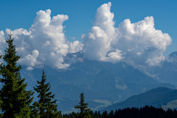 beautiful alpine mountain landscape in the area Zell am See in Salzburg, Austria at a sunny autumn day