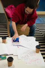 Man working in cosy office