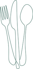 One continuous linear plate, high and fork. Vector illustration.