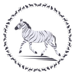 Zebra, animal silhouettes - abstract art icon - isolated on white background - vector. International Animal Day. International Day for Biological Diversity.