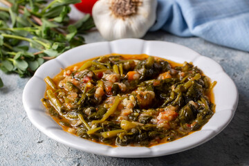 Traditional Turkish cuisine purslane dish (Turkish name; semizotu yemegi)