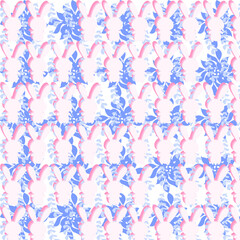 Fototapeta na wymiar Seamless pattern with cute, yellow rabbits on floral background. Perfect for textile, wallpaper or print design.