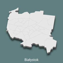 3d isometric map of Bialystok is a city of Poland