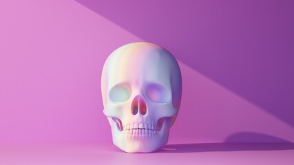 skull colorful in beam of light