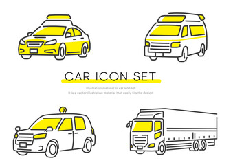 ベクターイラスト素材：救急車、パトカー、トラック、タクシー　アイコンセット  © ケイーゴ・K