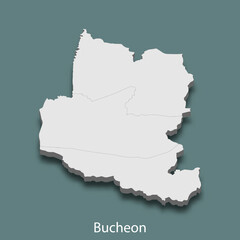 3d isometric map of Bucheon is a city of Korea
