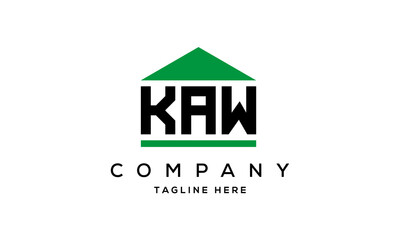 KAW three letter house for real estate logo design