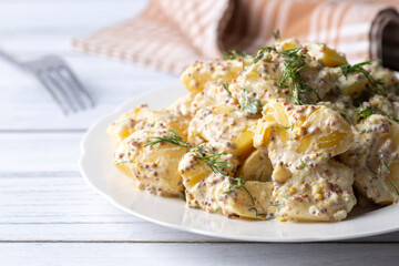 Potato salad with mustard seeds and mayonnaise (Turkish name; patates salatasi)