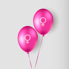 Pink balloons. Gender ball. girl + girl. Vector illustration.