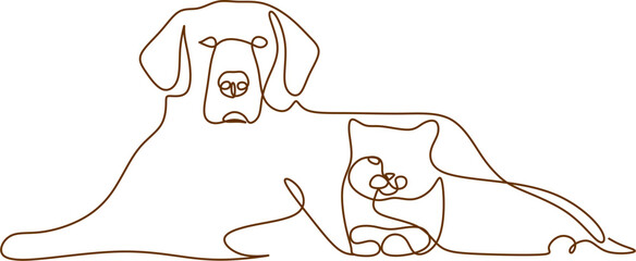 Dog one  line art vector drawing