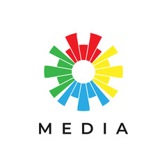 colorful circle creative logo design. logo for media, web or technology.