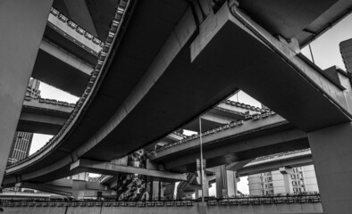 Fototapeta premium Empty street under a bridge