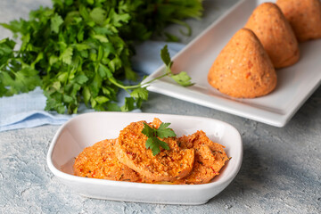 Traditional Turkish Spicy Surk Cheese Balls with Olive Oil from Hatay in Turkey. (Turkish name; Surk peynir)