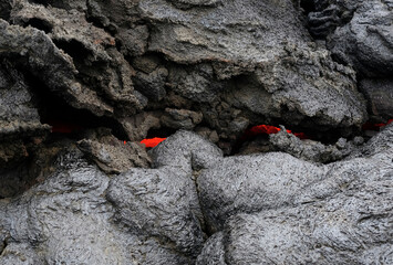 Glimpses of lava near Iceland's newest volcano, Geldingadalir