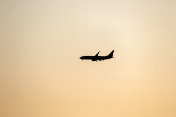 airplane silhouette on the embankment of the flamengo in rio de janeiro, brazil.