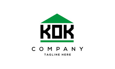 KOK three letter house for real estate logo design