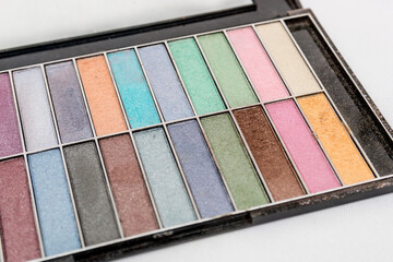 makeup, eyeshadow palette on a white background.