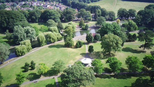 An Aerial view of Wardown Park of England, drone footage