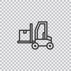 Forklift truck glyph icon isolated on transparent background. Logistic and delivery, bendi truck with box sign. Vector.