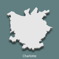 3d isometric map of Charlotte is a city of United States
