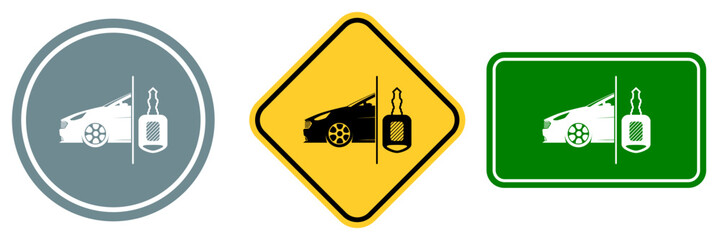 Set of Automobile service sign isolated on white background.