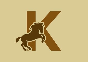 Initial letter K with horse shape