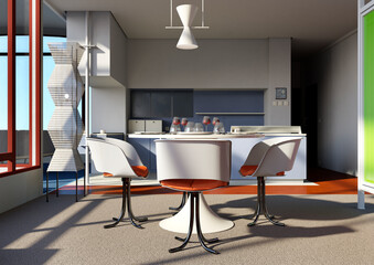 3D Rendering Vintage Apartment