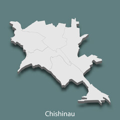 3d isometric map of Chisinau is a city of Moldova