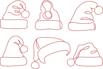 Winter holidays decoration vector linear illustrations set. Christmas season symbols. Black and red contour icons pack on white background. Snowflake, present isolated cliparts. New Year festive decor