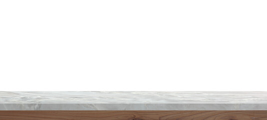 Whitestone marble table top isolated on white background, For montage product display or design key visual layout. with clipping path