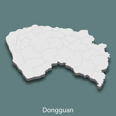 3d isometric map of Dongguan is a city of China