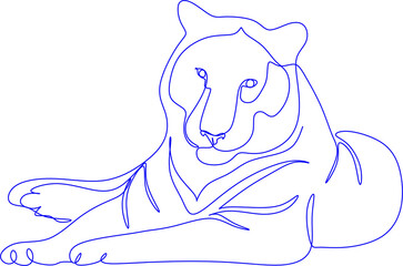 Happy new year 2022 year of the tiger, line art character. One Line Tiger 