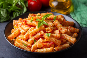 Penne pasta with tomato sauce