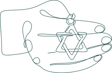 Hanukkah set of line art menorah icon isolated on black background. Religion icon. Hanukkah traditional symbol. Line drawing of jew, jewish symbol