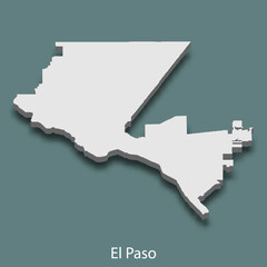 3d isometric map of El Paso is a city of United States