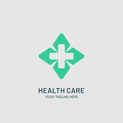 Health care logo. With four hands joined together. Modern and simple design. Vector Stock