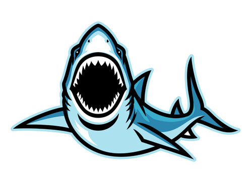 Angry attacking shark mascot
