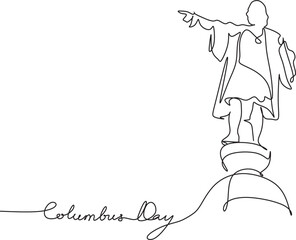 Columbus Day sale promotion, advertising, poster, banner, template with American flag. Columbus day line art. Line drawing set