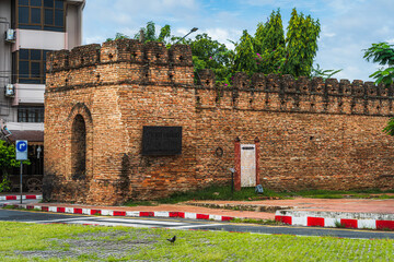 Tha Phae Gate Chiang Mai old town city and street ancient wall at moat (Chang Phuak Gate) is a...
