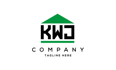 KWJ three letter house for real estate logo design