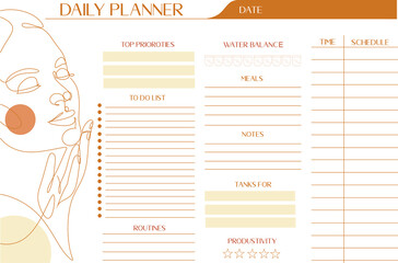 Daily planner minimal elegant vector. Weekly planner template. Organizer and schedule with notes and to-do list. Vector. Isolated
