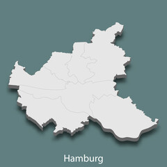 3d isometric map of Hamburg is a city of Germany