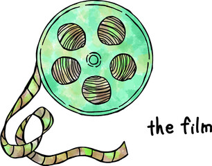 Hand-drawn illustration of cinema film
