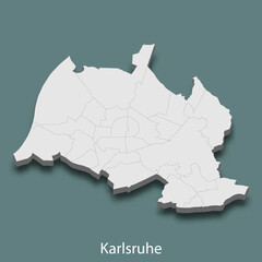 3d isometric map of Karlsruhe is a city of Germany
